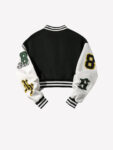 Women’s Black & White Letter Print Women’s Black & White Varsity Jacket (1)
