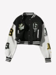 Women’s Black & White Letter Print Women’s Black & White Varsity Jacket (1)